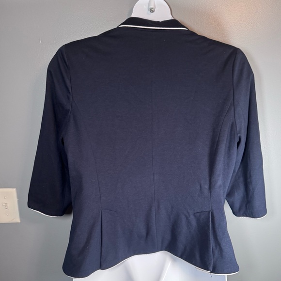 JCP Black Piped Blazer Jacket Women’s 1X Cropped Stretch Knit Office Casual - Picture 6 of 13